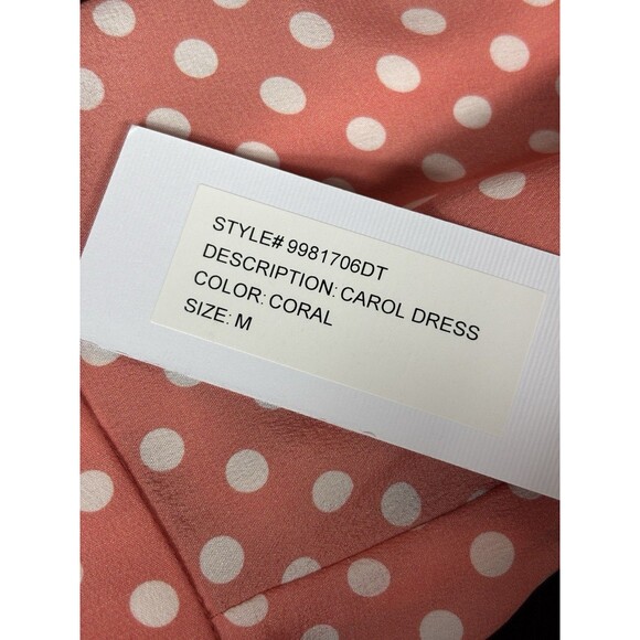 Ronny Kobo Carol Tie Front Pink White Polka Dot Size Medium Midi Dress - Picture 6 of 15